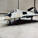 The Lockheed Have Blue stealth demonstrator. Flat, faceted panels deflect radar energy away from the radar receiver, making the aircraft difficult to see on radar. Later developments allowed for curved surfaces.